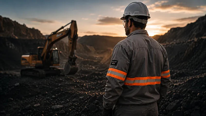Trabalhador de mineração com uniforme de alta visibilidade
