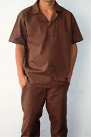 Conjunto Brim — camisa de manga curta e calça em brim cáqui para uniforme de trabalho, vestido