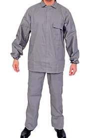 Proteção Risco Químico — conjunto de proteção química tipo 6 cinza, jaleco e calça, vestido